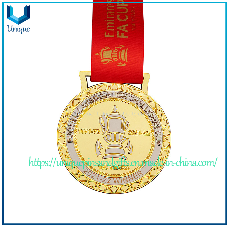 Medallas de fútbol personalizadas de alta gama: medalla de la Copa Desafío de la Asociación de Fútbol de EMIRATOS dorados y plateados