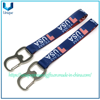 Cordones impresos con bandera estadounidense personalizados con abridor de botellas y correas largas o cortas