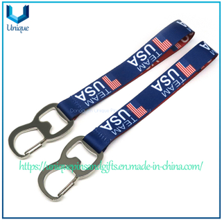 Cordones impresos con bandera estadounidense personalizados con abridor de botellas y correas largas o cortas