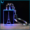 Llavero de decoración de moda, logotipo de impresión personalizado o llavero de regalo de recuerdo de cristal con flash LED con logotipo grabado en 3D integrado