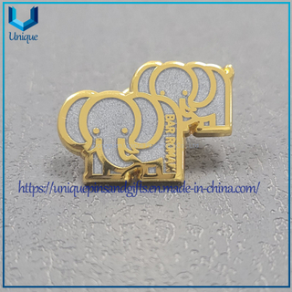 Pernos de solapa de colección personalizados, broche de metal de elefante con esmalte duro transparente