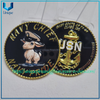 Moneda azul marino chapada en oro con borde de cuerda 3D, moneda militar de EE. UU., moneda de desafío de ancla con impresión UV 3D 