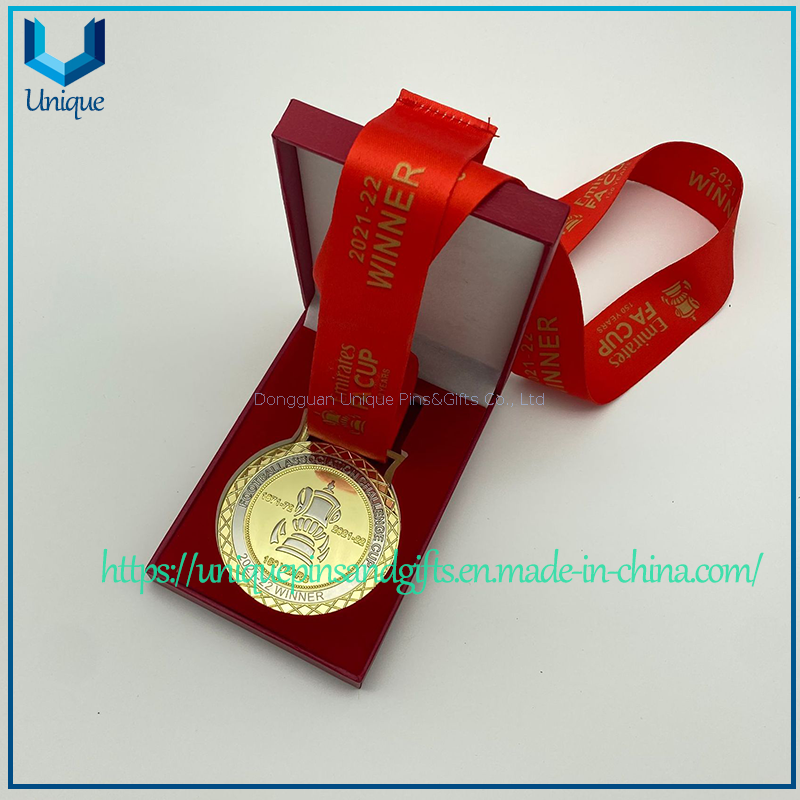 Medallas de fútbol personalizadas de alta gama: medalla de la Copa Desafío de la Asociación de Fútbol de EMIRATOS dorados y plateados