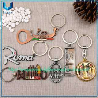 El mejor llavero de metal personalizado para regalo de recuerdo, regalo promocional personalizado Berlín, Roma, Dubai, Milán, Italia Llavero de metal con logotipo del país, llavero con abrebotellas multifunción