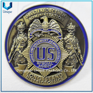 Moneda de medalla de recuerdo militar personalizada, moneda conmemorativa antidrogas chapada en bronce antiguo 3D h Insignia de EE. UU. Águila y soldados 