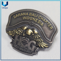 Insignia de metal personalizada para regalo de recuerdo del grupo de propietarios de Harley de Indonesia, alfileres de solapa con emblema de metal 3D chapados en dos tonos