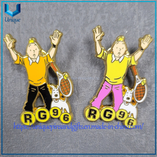 Pin de encargo de Tintín de la historieta, Pin duro de la solapa del metal de la colección del recuerdo del esmalte del oro