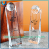 Trofeo de cristal personalizado, galardonado con premios de golf, en forma de rascacielos con una parte superior cóncava para incrustar una esfera.
