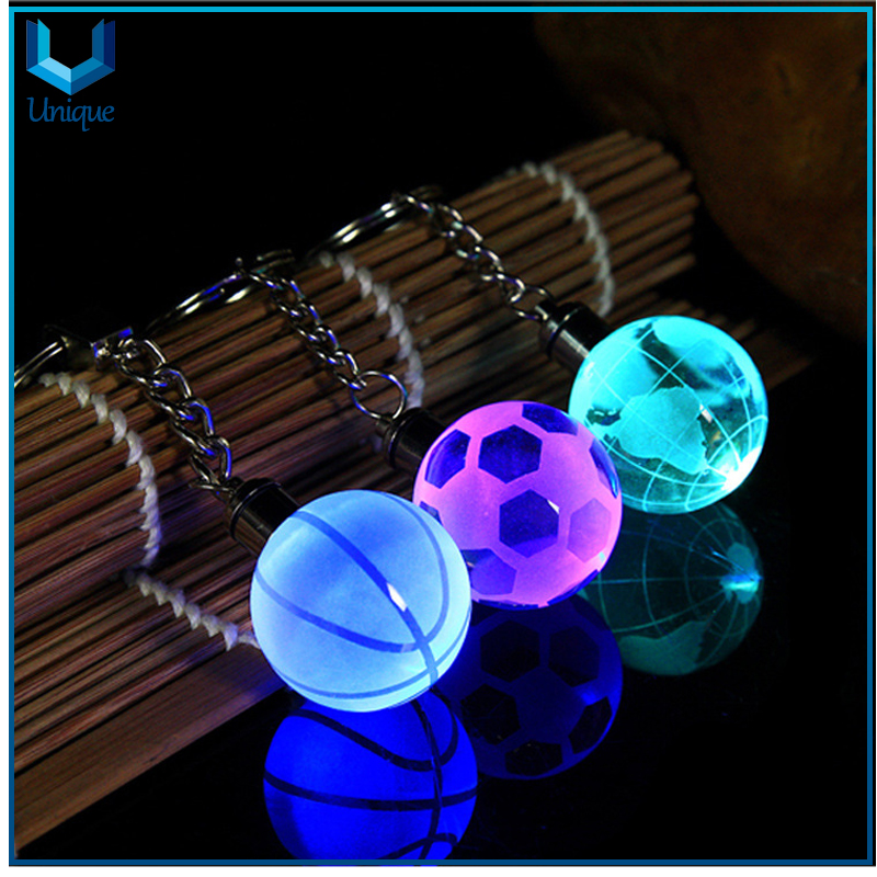 Llavero de cristal LED flash con logotipo impreso-6
