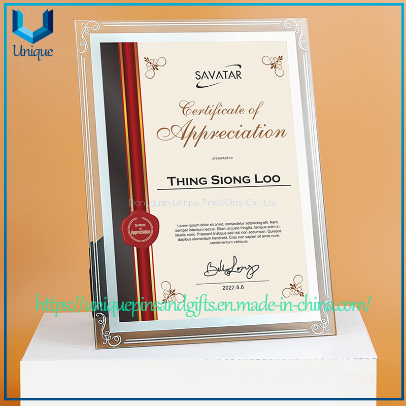 Portacertificados de acrílico/cristal, A3, A4, marco de soporte de exhibición standable para escritorio de certificado de documentos