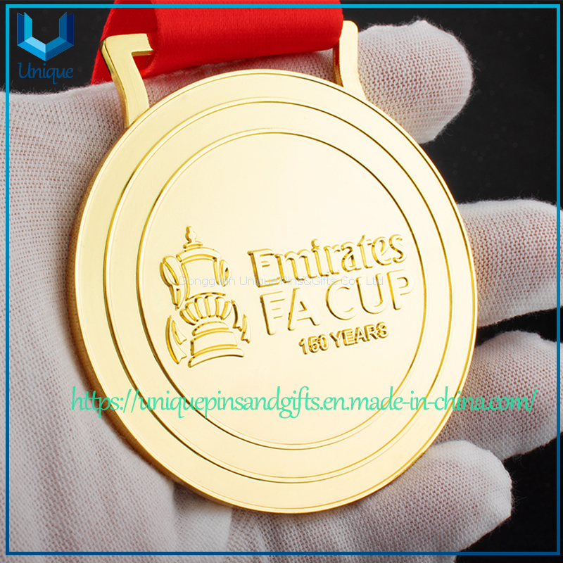 Medallas de fútbol personalizadas de alta gama: medalla de la Copa Desafío de la Asociación de Fútbol de EMIRATOS dorados y plateados