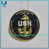 Moneda azul marino chapada en oro con borde de cuerda 3D, moneda militar de EE. UU., moneda de desafío de ancla con impresión UV 3D 