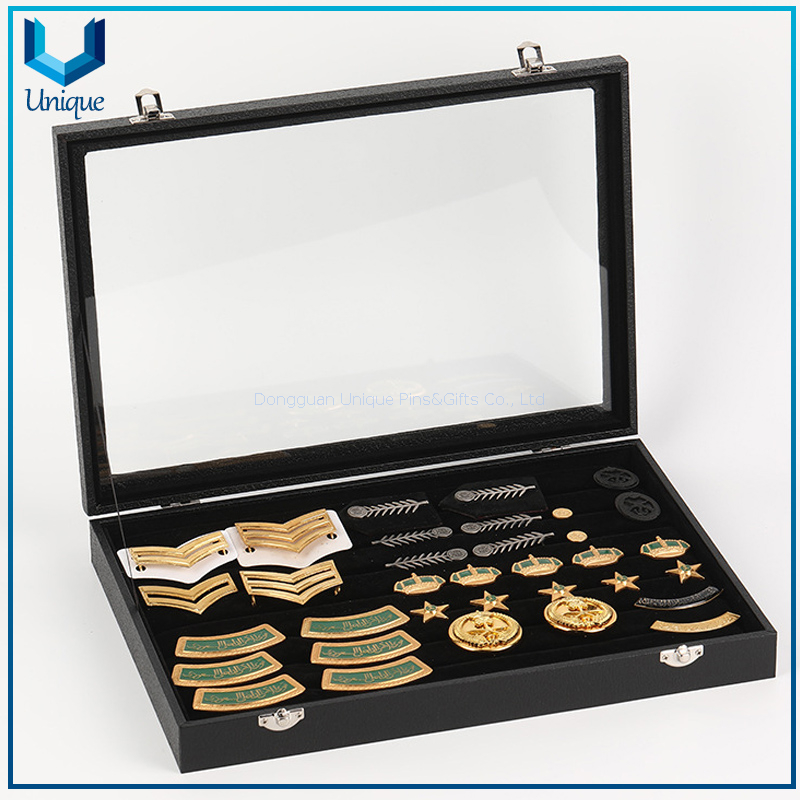 Insignia de hombro de metal personalizada, hu&eacute;spedes de hombro de la polic&iacute;a militar-2