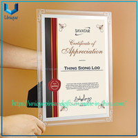 Portacertificados de acrílico/cristal, A3, A4, marco de soporte de exhibición standable para escritorio de certificado de documentos