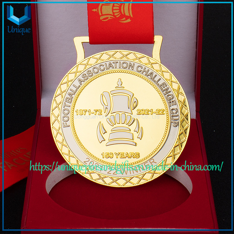 Medallas de fútbol personalizadas de alta gama: medalla de la Copa Desafío de la Asociación de Fútbol de EMIRATOS dorados y plateados