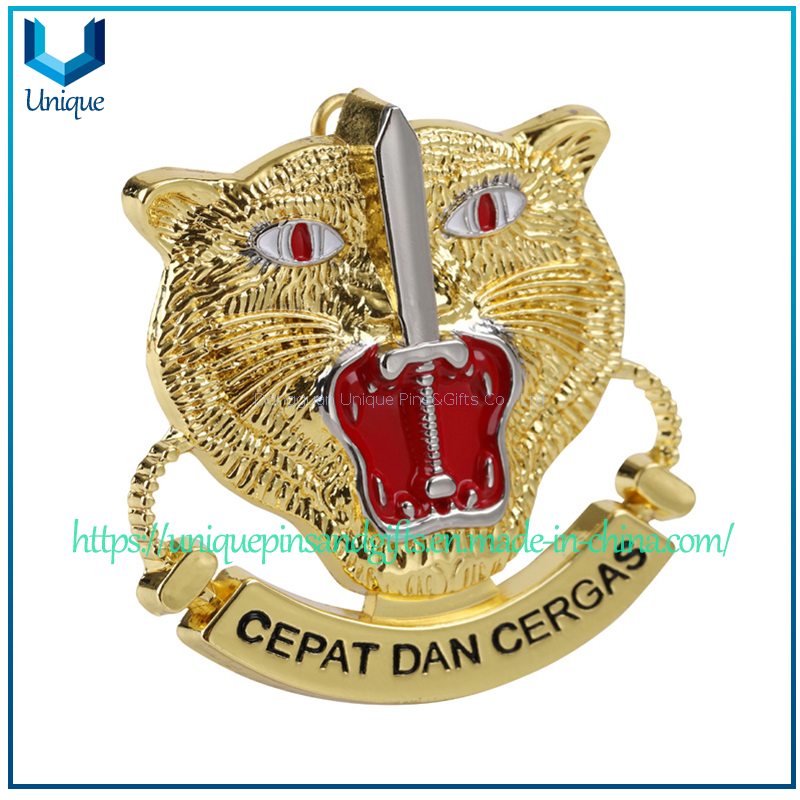 Insignia de metal de dos tonos dorado y plateado 3D de alta calidad
