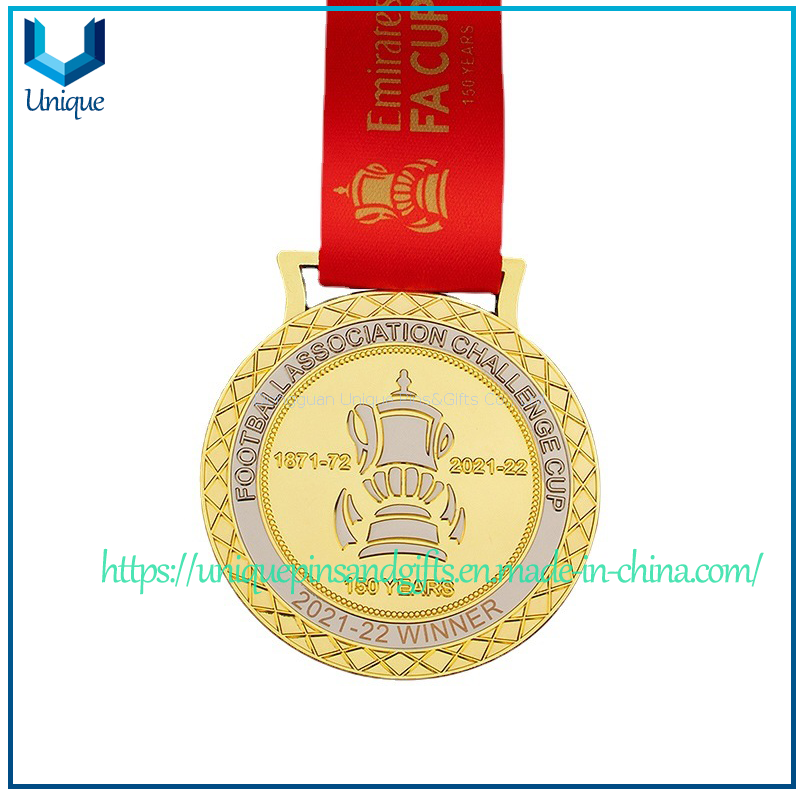Medallas de fútbol personalizadas de alta gama: medalla de la Copa Desafío de la Asociación de Fútbol de EMIRATOS dorados y plateados