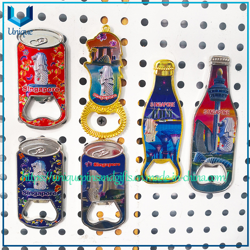 Los mejores regalos personalizados de recuerdo de Singapur, abridor de botellas con logotipo de Merlion, regalos promocionales de recuerdo de moda, abridor de botellas de metal