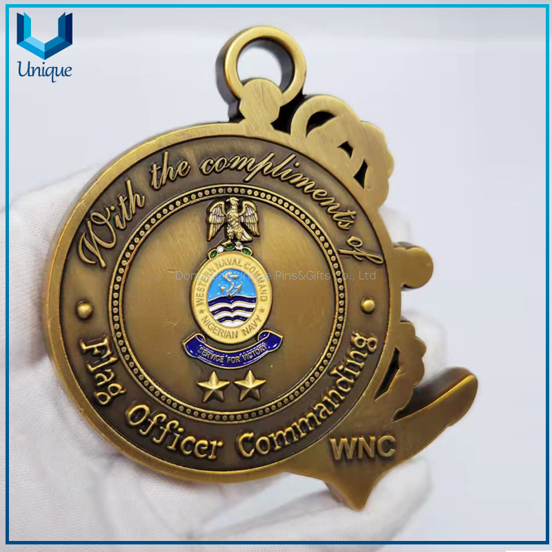 Moneda militar de la medalla de Displayer de la artesanía del metal de la marina de guerra del recuerdo del relieve 3D grueso de 12m m