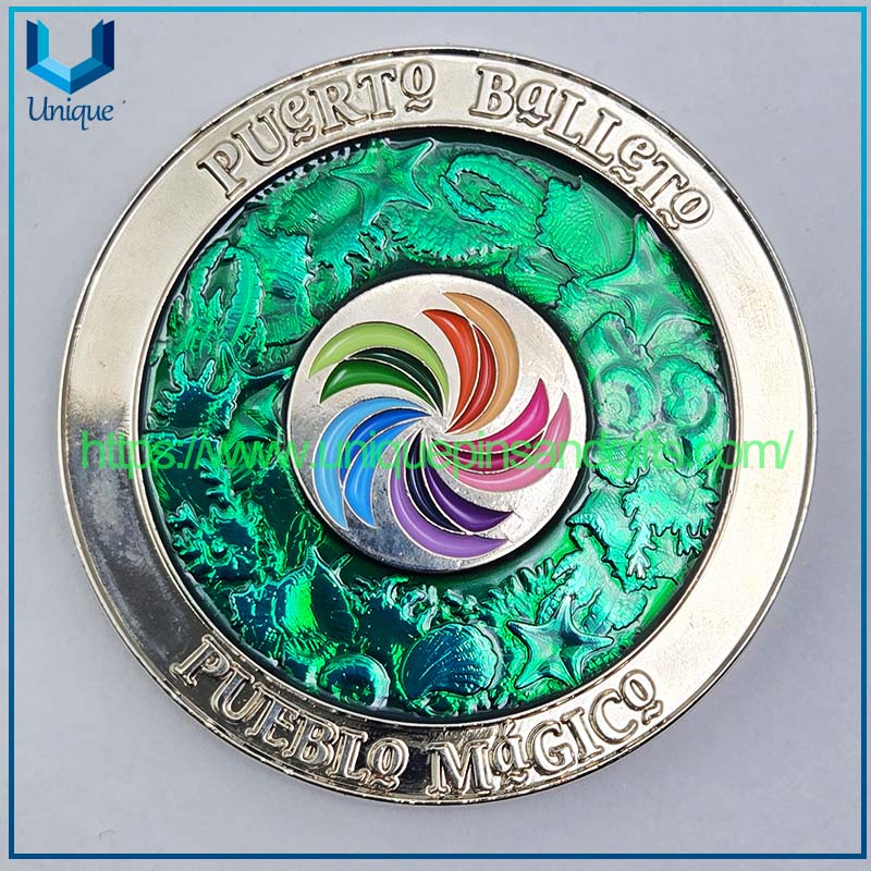 Moneda conmemorativa 3D de diamante personalizada Moneda Conmemorativa de Oro/Plata México Armada Monedera conmemorativa