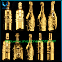 Insignia de broche de Pin de solapa de botella AZ con letras mayúsculas chapadas en oro de bronce personalizado