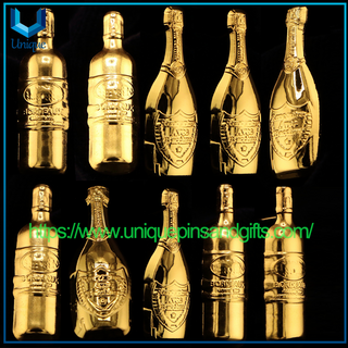 Insignia de broche de Pin de solapa de botella AZ con letras mayúsculas chapadas en oro de bronce personalizado