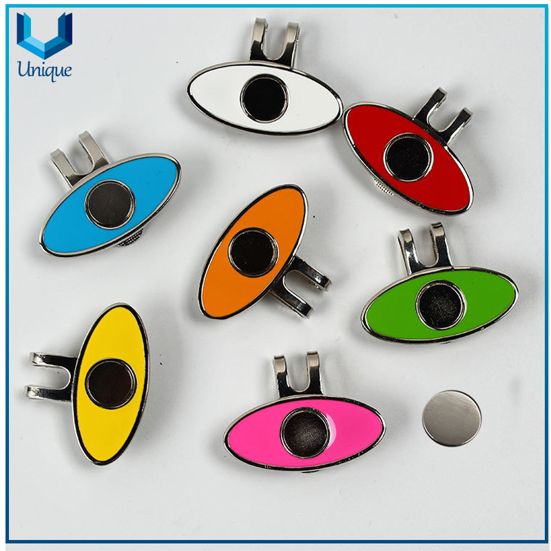 Metal Nickel Golf Hatclip, personalice el clip de gorra de golf del esmalte suave, Golf Ballmarker HatClip con imán para regalos promocionales