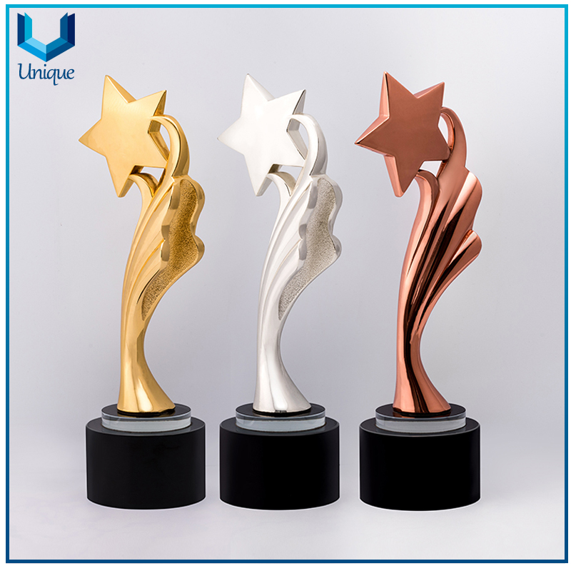Personalizar trofeo de metal, souvenir honor premio estrella medalla trofeo en oro-5