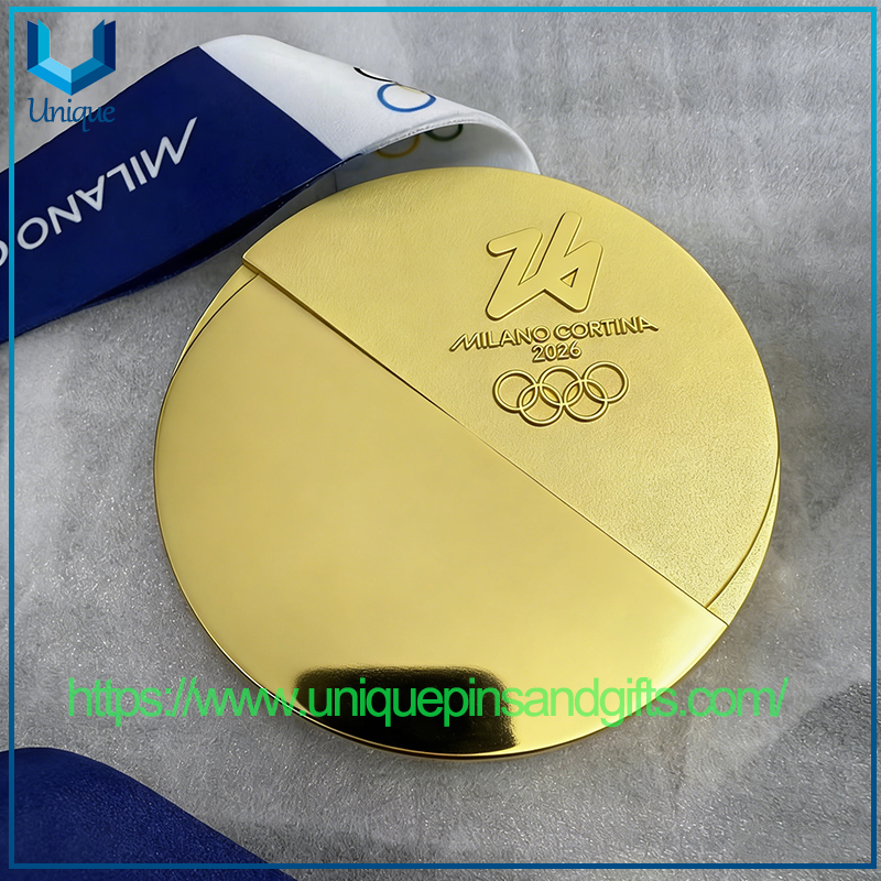 Alta calidad personalizada 2026 Milano Cortina pista eventos deportivos Metal 3D oro plata medallas de latón, medalla/medallón personalizado