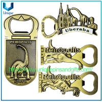 Etiqueta engomada personalizada del imán del refrigerador del cobre del patrón del dinosaurio del logotipo de la ciudad del Metal de Brasil PEIROPOLIS Uberaba