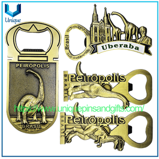 Etiqueta engomada personalizada del imán del refrigerador del cobre del patrón del dinosaurio del logotipo de la ciudad del Metal de Brasil PEIROPOLIS Uberaba