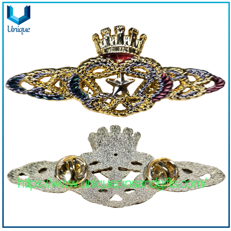 Artesanía de Metal personalizada, alfileres de solapa con logotipo 3D, insignias, uniforme chapado en oro, emblema de embrague de mariposa para seguridad de la Fuerza Aérea de EE. UU.