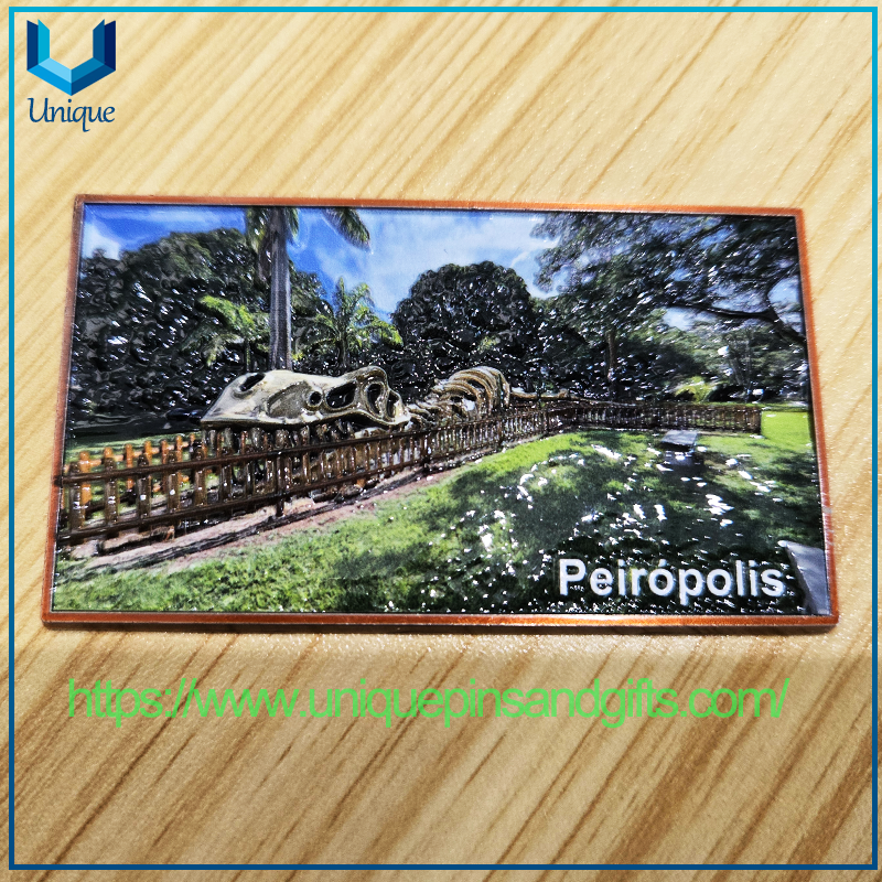 Recuerdos coleccionables personalizados, adhesivo magnético para nevera, patrón de paisaje de ciudad, pegatina con imán para nevera de Metal/cerámica