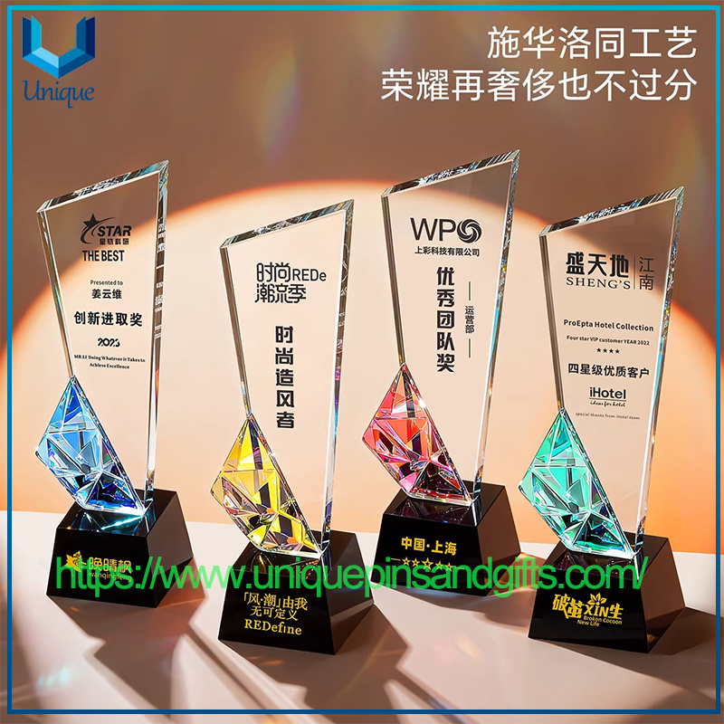 Trofeos de cristal personalizados Trofeos de premios creativos elegantes de alta gama para competiciones de empleados destacados Medallas de premios de la conferencia de fin de año