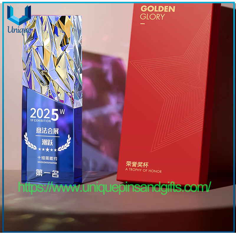 Trofeos de cristal personalizados Trofeos de premios creativos elegantes de alta gama para competiciones de empleados destacados Medallas de premios de la conferencia de fin de año