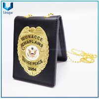 Insignia de policía de alta calidad2, cubierta de cuero/oro 3D/insignia de policía plateada de Ecuador con soporte de cuero genuino + cadena de bolas, emblema de policía, insignia de moneda Seuvenir