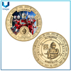 Monedas conmemorativas de metal de moda personalizadas de alta calidad, patrón de dibujos animados de diseño personalizado gratuito, logotipo de impresión UV, chapado en oro plateado y cobre con caja personalizada