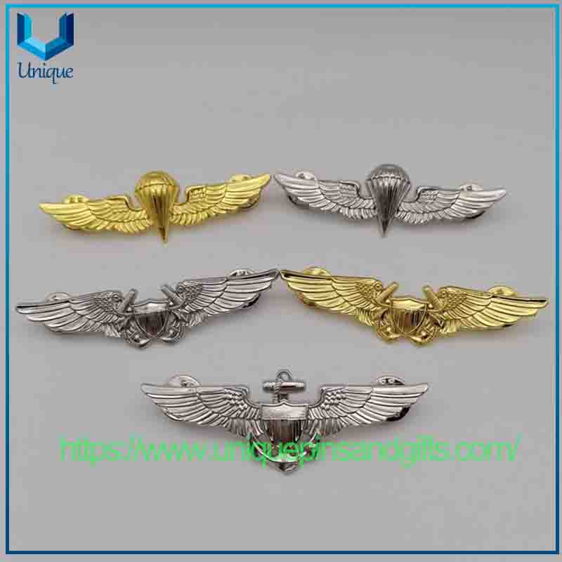 Emblema de insignia de pecho de piloto de aerolínea estadounidense de metal 3D personalizado, colección para entusiastas marítimos