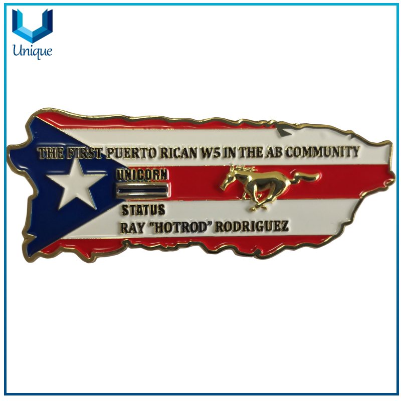 Personalice la moneda de esmalte suave de 2 tonos, Puerto Rica W5 USA AB Moneda comunitaria, moneda de oro 3D, moneda de la Armada de USN militar