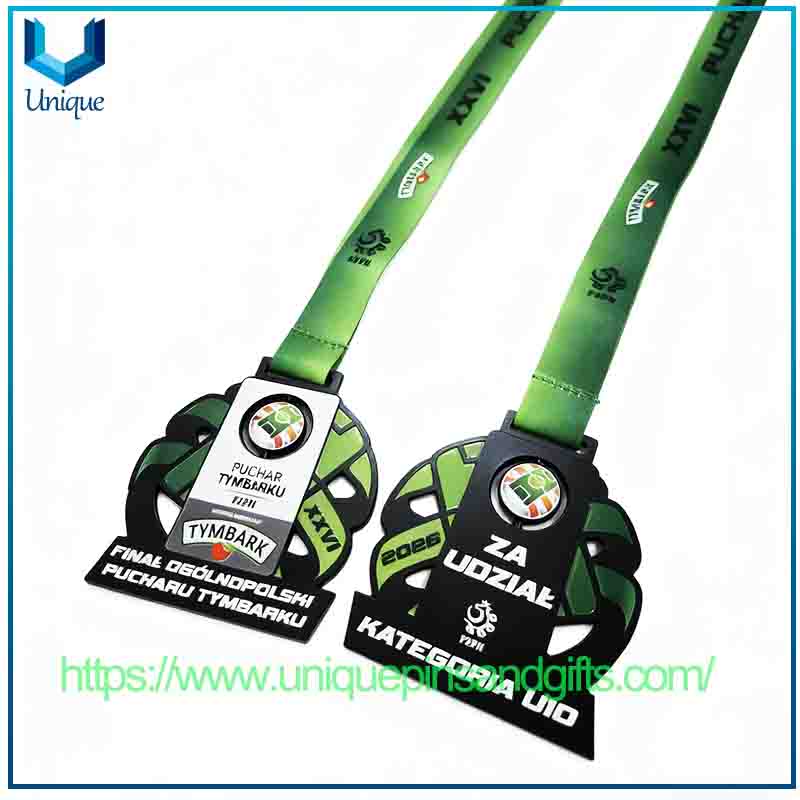 Medallas de metal con cinta para eventos deportivos PZPN polacas personalizadas (10) 