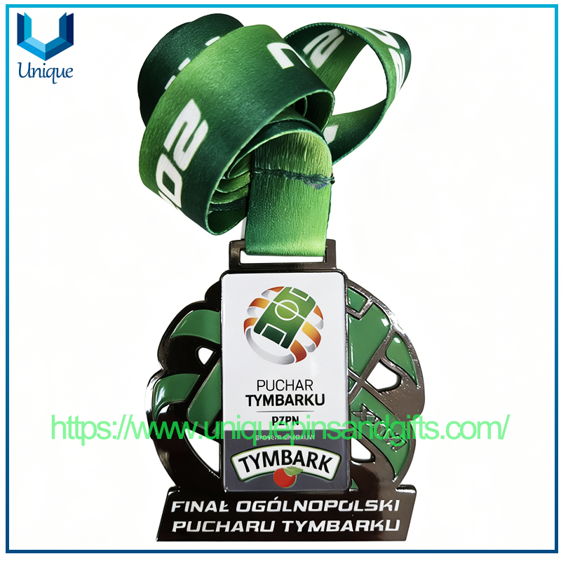 Medallas de metal personalizadas para eventos deportivos con medalla de bronce, oro y plata PZPN de Polonia con cinta