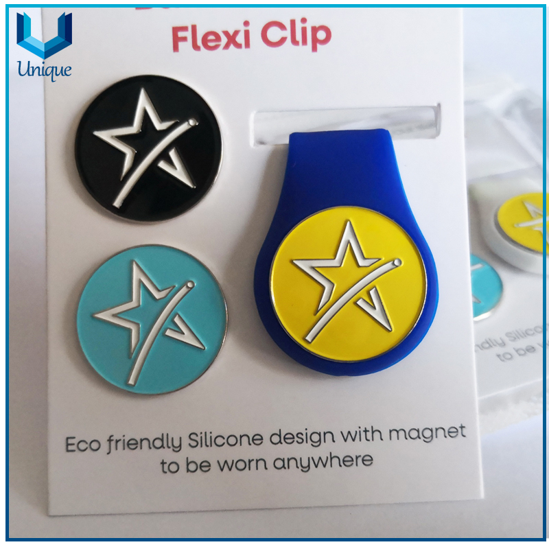 Personalice Metal Golf Ballmarker con Silicone HatClip en set, Golf Accesorios en Embalaje Set, Personalizar Logo Golf Divol Herramienta de Ball Marker