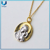 Fábrica al por mayor diseño personalizado personalizado figura religiosa collar oro ródica creencia santo mary 925 plata colgante, collar de dos tonos colgante