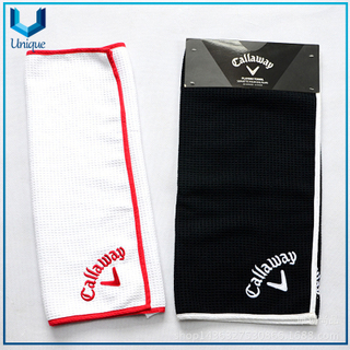Toalla de golf del deporte de la máquina de microfibra con logo personalizado, toalla de regalo de golf con logotipo bordado para regalos promocionales
