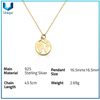 Pequeño tamaño de 18 mm Coin 925 Silver Custom colgante con cristal, diseño colgante personalizado para mujer, collar de plata esterlina y colgantes