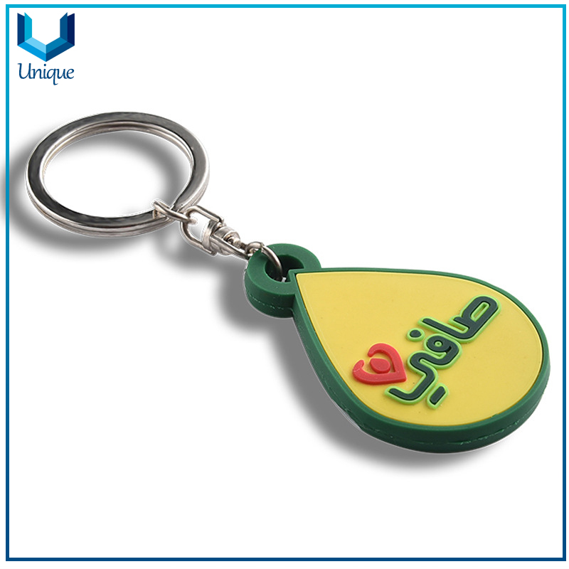Moda Creative Water Drop Goma PVC Llavero, Personalice UAE Silicone Llavero con logotipo de la empresa para regalos de souvenir