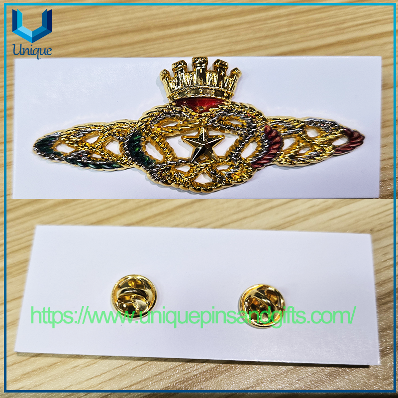 Artesanía de Metal personalizada, alfileres de solapa con logotipo 3D, insignias, uniforme chapado en oro, emblema de embrague de mariposa para seguridad de la Fuerza Aérea de EE. UU.