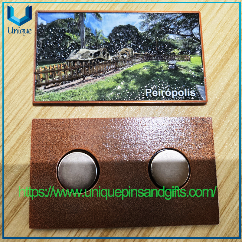 Recuerdos coleccionables personalizados, adhesivo magnético para nevera, patrón de paisaje de ciudad, pegatina con imán para nevera de Metal/cerámica