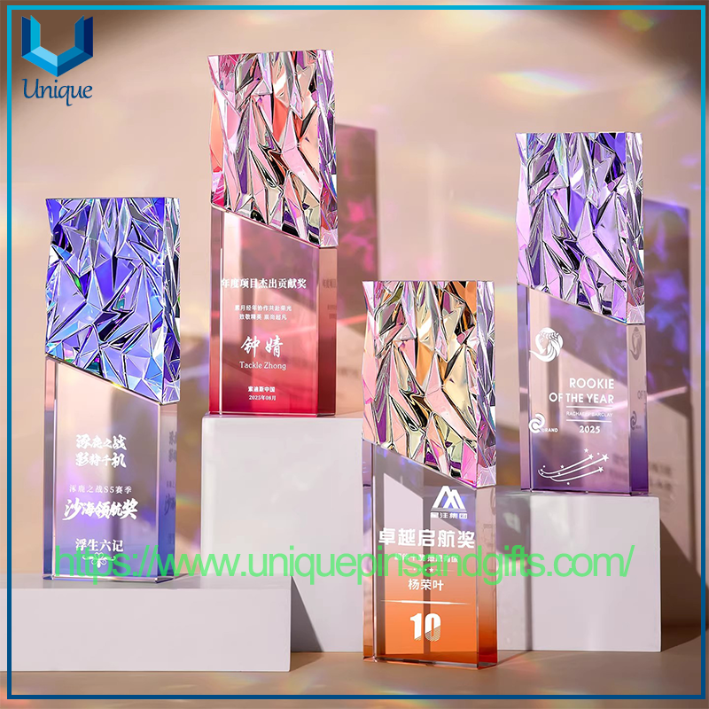 Trofeos de cristal personalizados Trofeos de premios creativos elegantes de alta gama para competiciones de empleados destacados Medallas de premios de la conferencia de fin de año