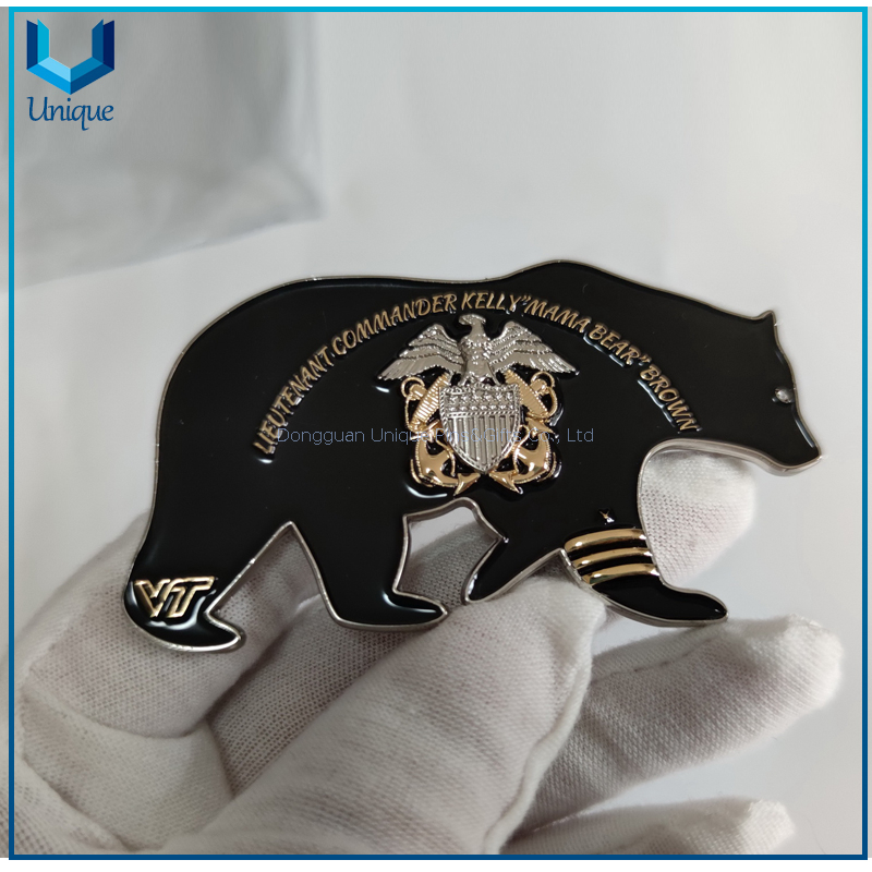 Diseño personalizado Moneda de desafío Moneda de la marina de guerra del diseño del oso creativo de la moda de dos tonos 3D